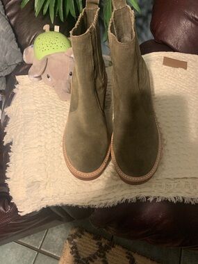 Olive Green Suede Chelsea Booties - Women's Ankle Boots